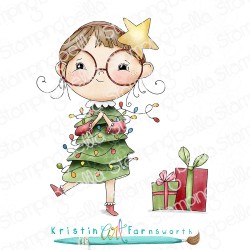 STAMPINGBELLA -LUNETTES CHRISTMAS GIRL RUBBER STAMP SET (INCLUDES 2 STAMPS)