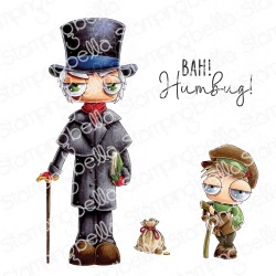 STAMPINGBELLA - Oddball Ebenezer Scrooge & Tiny Tim (set of 4 stamps)