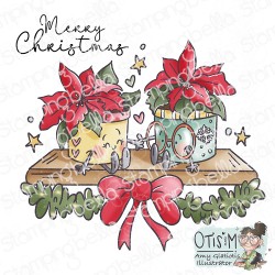 STAMPINGBELLA - Spec-Tacular Poinsettia Pair (set of 2 stamps)