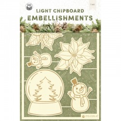 P13 - LIGHT CHIPBOARD EMBELLISHMENTS COSY WINTER 04, 6PCS