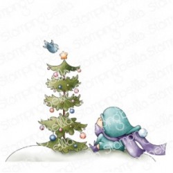 STAMPING BELLA - BUNDLE GIRL with a CHRISTMAS TREE and a BIRDIE