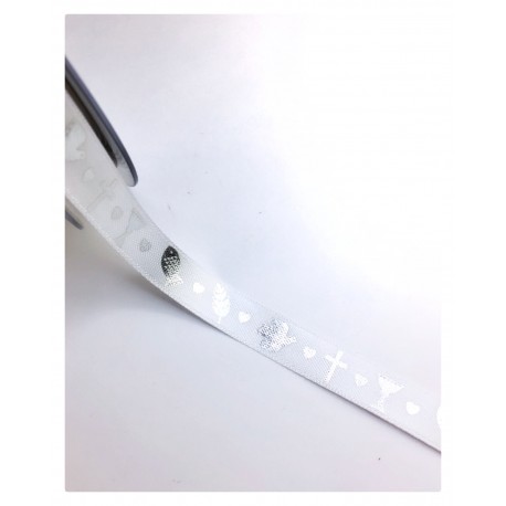NASTRO COMUNIONE/CRESIMA - ARGENTO - 15MM