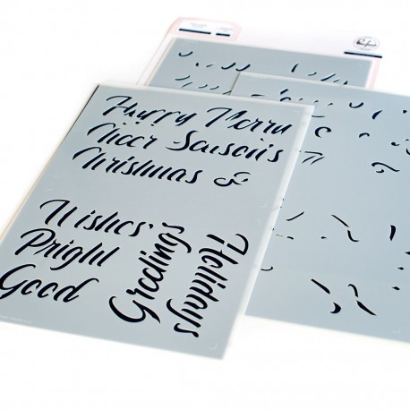 PINKFRESH STUDIO - Brushed Sentiments Holiday stencils