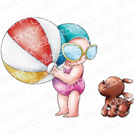 STAMPINGBELLA - SUMMER BUNDLE GIRL IN A FLORAL SWIMCAP & PUPPY