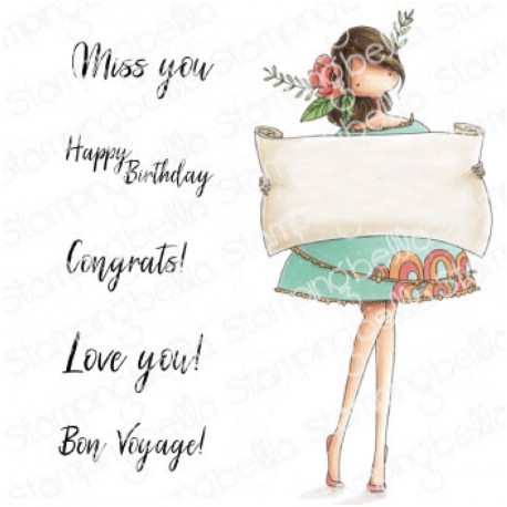 STAMPINGBELLA - CURVY GIRL WITH A SIGN rubber stamp