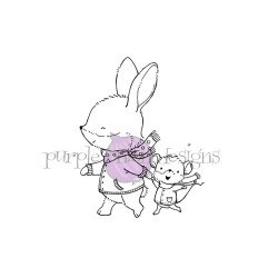 PURPLE ONION DESIGN - Cotton & Nibbles (bunny & mouse holding hands walking)