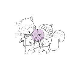 PURPLE ONION DESIGN - Lavender & Thyme (raccoon & squirrel holding hands walking)