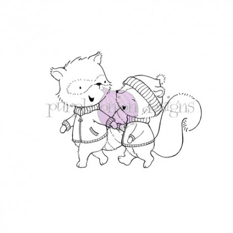 PURPLE ONION DESIGN - Lavender & Thyme (raccoon & squirrel holding hands walking)