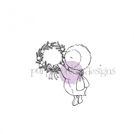 PURPLE ONION DESIGN - Penelope (penguin hanging wreath)