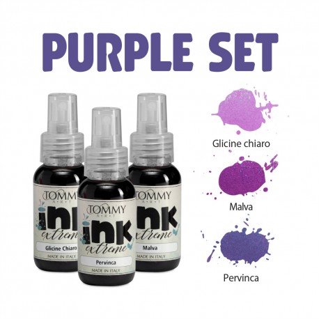 Purple set – 3 ink extreme 50ml – Malva – Glicine Chiaro – Pervinca + corso online