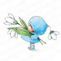 STAMPING BELLA -  BUNDLE GIRL WITH A SNOWDROP RUBBER STAMP