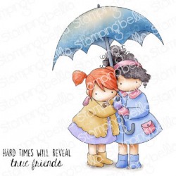 STAMPINGBELLA -  TINY TOWNIES UNDER AN UMBRELLA RUBBER STAMP SET (INCLUDES 2 STAMPS)
