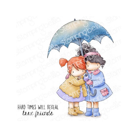 STAMPINGBELLA -  TINY TOWNIES UNDER AN UMBRELLA RUBBER STAMP SET (INCLUDES 2 STAMPS)